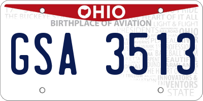 OH license plate GSA3513