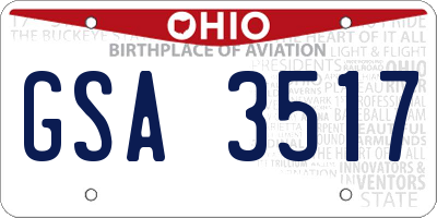 OH license plate GSA3517