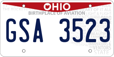 OH license plate GSA3523