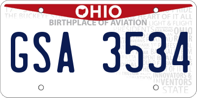 OH license plate GSA3534