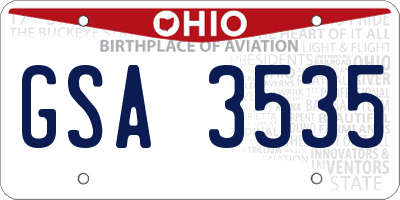 OH license plate GSA3535