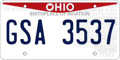OH license plate GSA3537