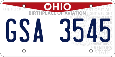 OH license plate GSA3545