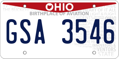 OH license plate GSA3546