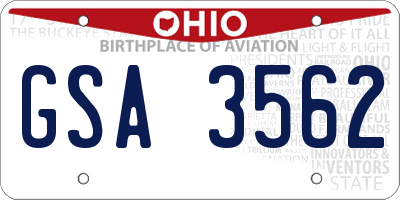 OH license plate GSA3562