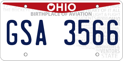 OH license plate GSA3566