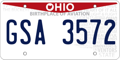 OH license plate GSA3572