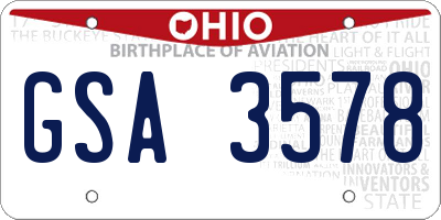 OH license plate GSA3578
