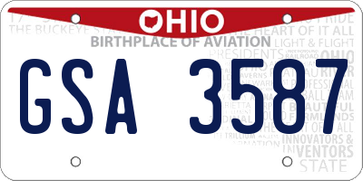 OH license plate GSA3587