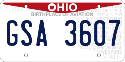 OH license plate GSA3607