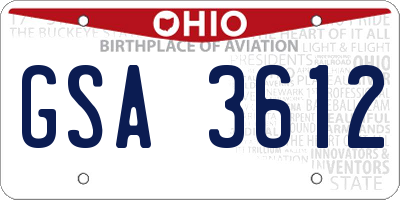 OH license plate GSA3612