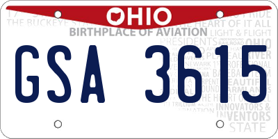 OH license plate GSA3615