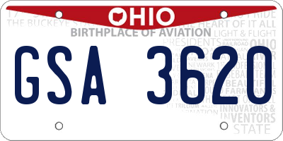 OH license plate GSA3620