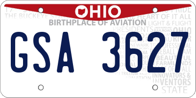 OH license plate GSA3627