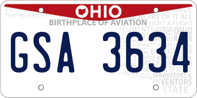 OH license plate GSA3634