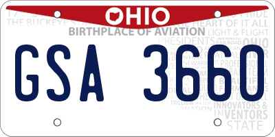 OH license plate GSA3660