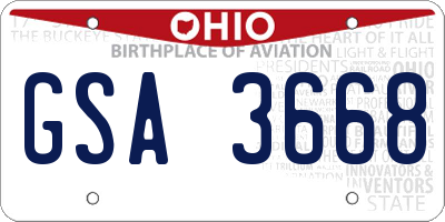 OH license plate GSA3668