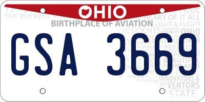 OH license plate GSA3669
