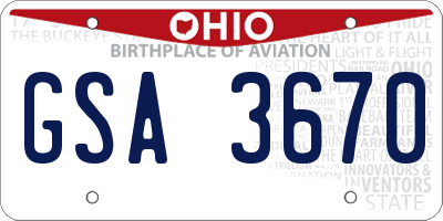 OH license plate GSA3670