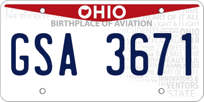 OH license plate GSA3671