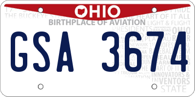 OH license plate GSA3674