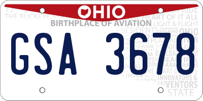 OH license plate GSA3678