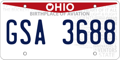 OH license plate GSA3688