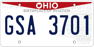 OH license plate GSA3701