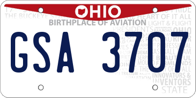 OH license plate GSA3707