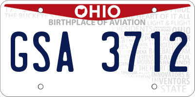 OH license plate GSA3712