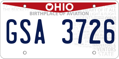 OH license plate GSA3726
