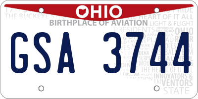 OH license plate GSA3744
