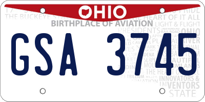OH license plate GSA3745