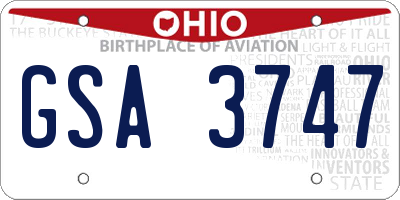 OH license plate GSA3747