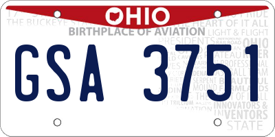 OH license plate GSA3751
