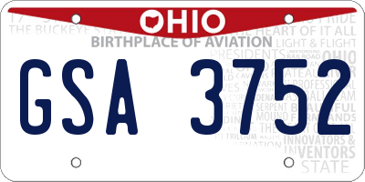OH license plate GSA3752
