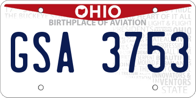 OH license plate GSA3753
