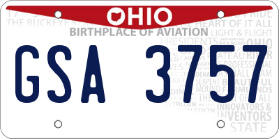 OH license plate GSA3757