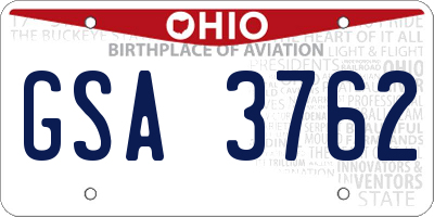 OH license plate GSA3762