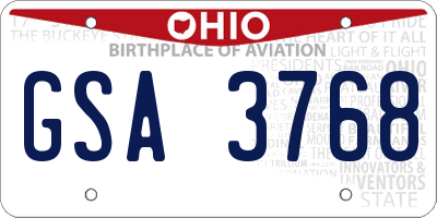 OH license plate GSA3768