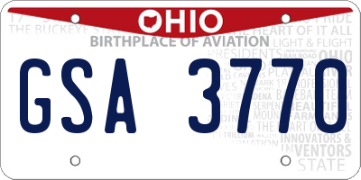 OH license plate GSA3770
