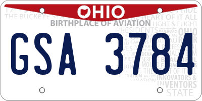 OH license plate GSA3784
