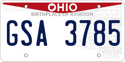 OH license plate GSA3785