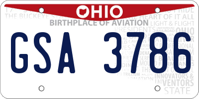 OH license plate GSA3786