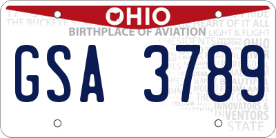OH license plate GSA3789