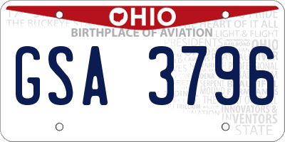 OH license plate GSA3796