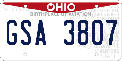 OH license plate GSA3807