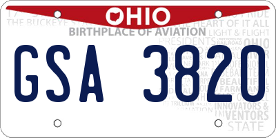 OH license plate GSA3820