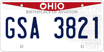 OH license plate GSA3821