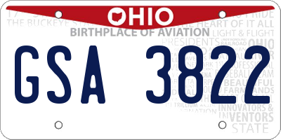 OH license plate GSA3822